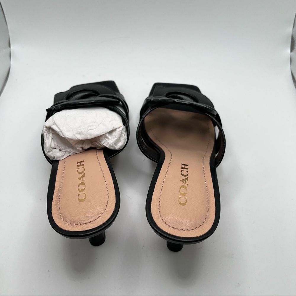 NWB COACH Tillie Leather Sandal black leather heels size 7.5 - Picture 8 of 11